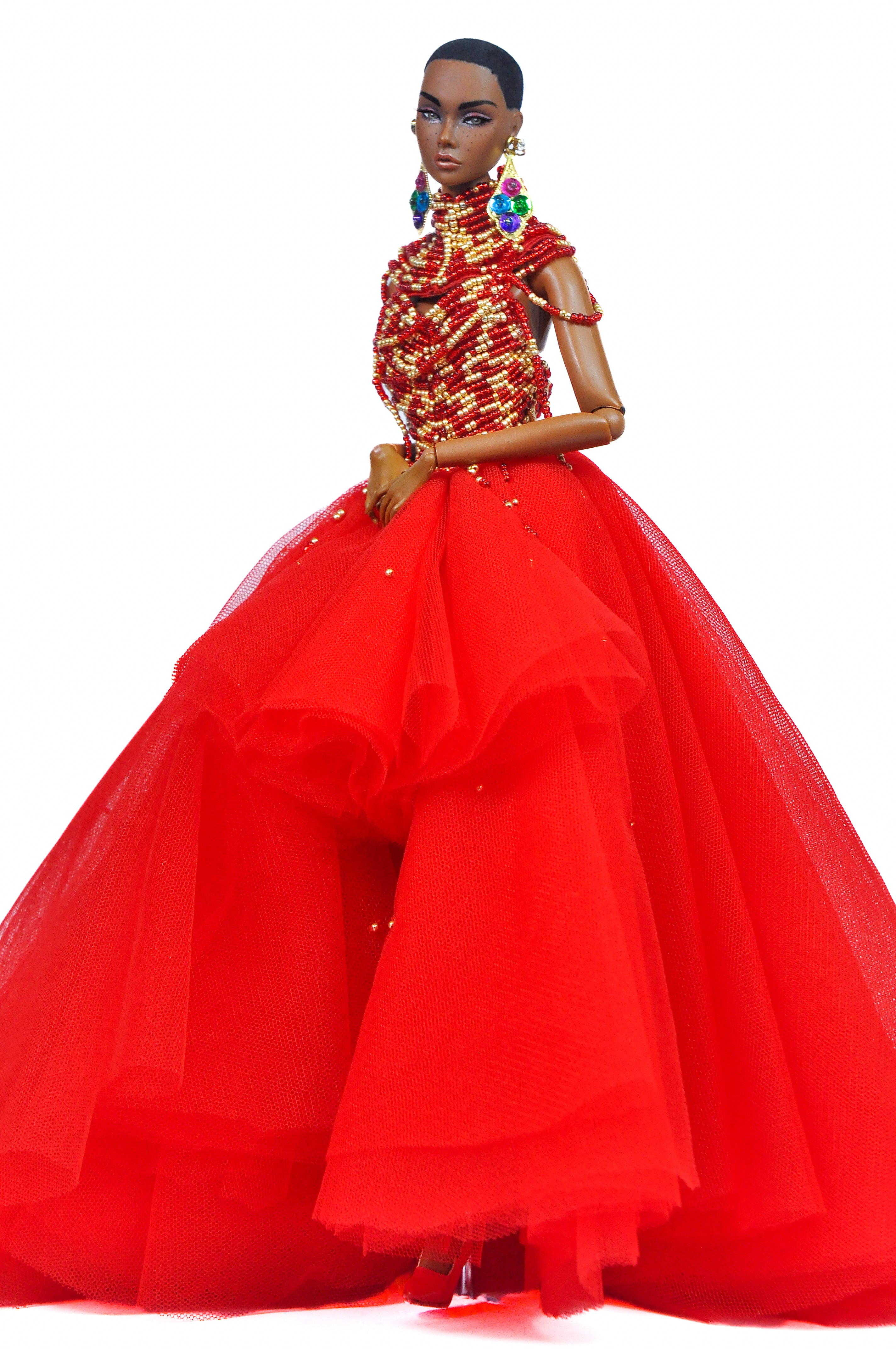 OOAK | Crimson Majesty | Couture Red Gown for Fashion Royalty & Integrity Toys Dolls