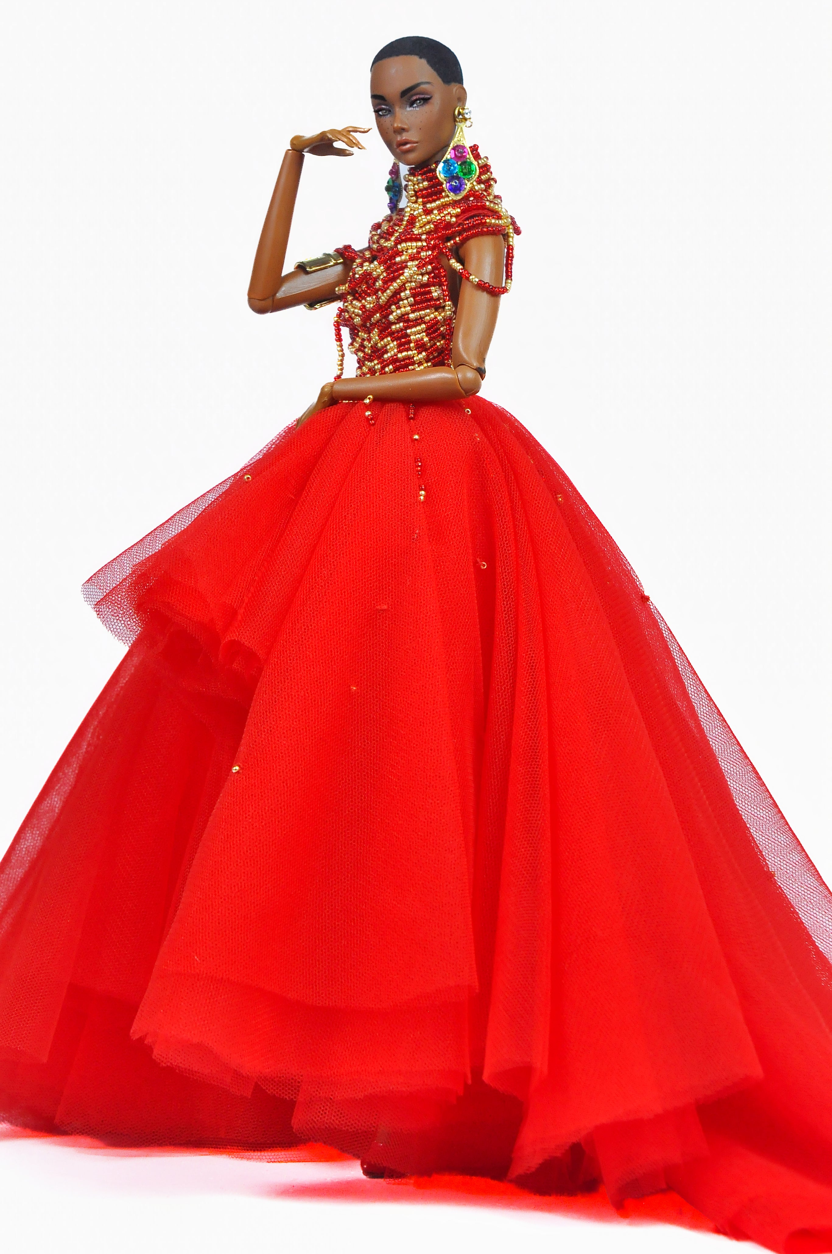 OOAK | Crimson Majesty | Couture Red Gown for Fashion Royalty & Integrity Toys Dolls