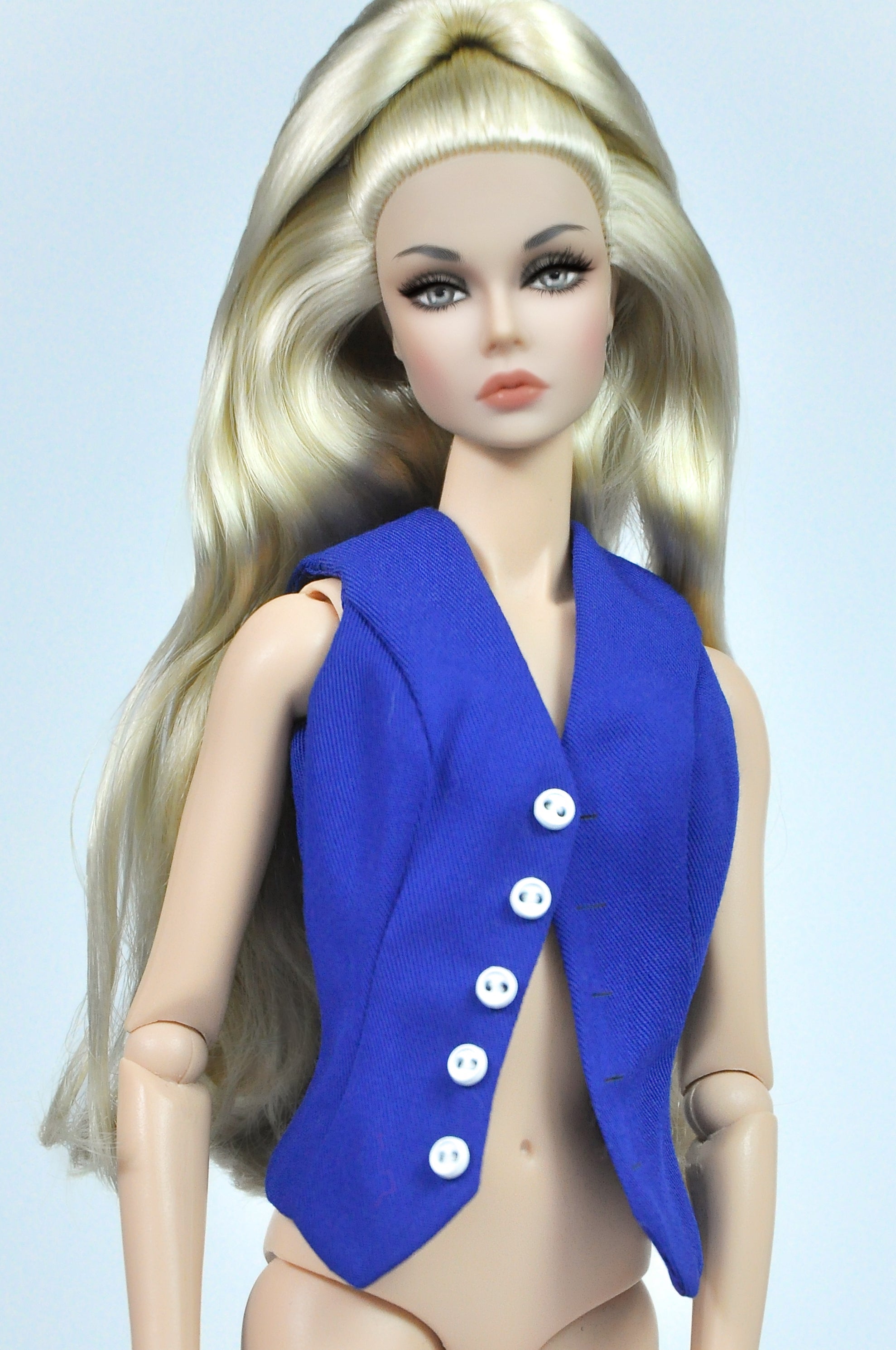 Handmade Fashion Doll Clothes – Limited Clearance Collection - Blue Waistcoat