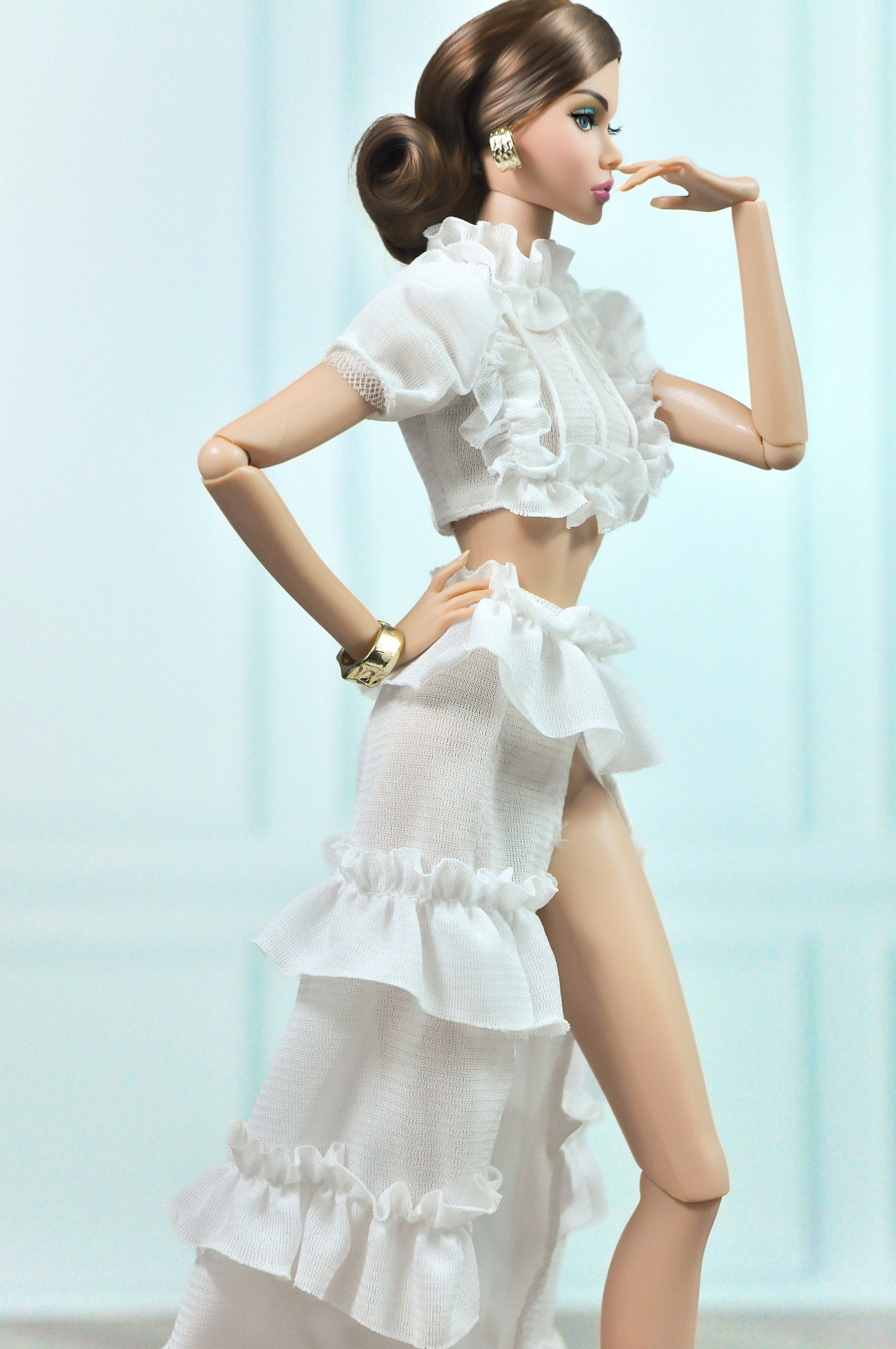 BASIC | Cloud Ruffle Ensemble – White Couture Set for Fashion Royalty 6.0 Doll