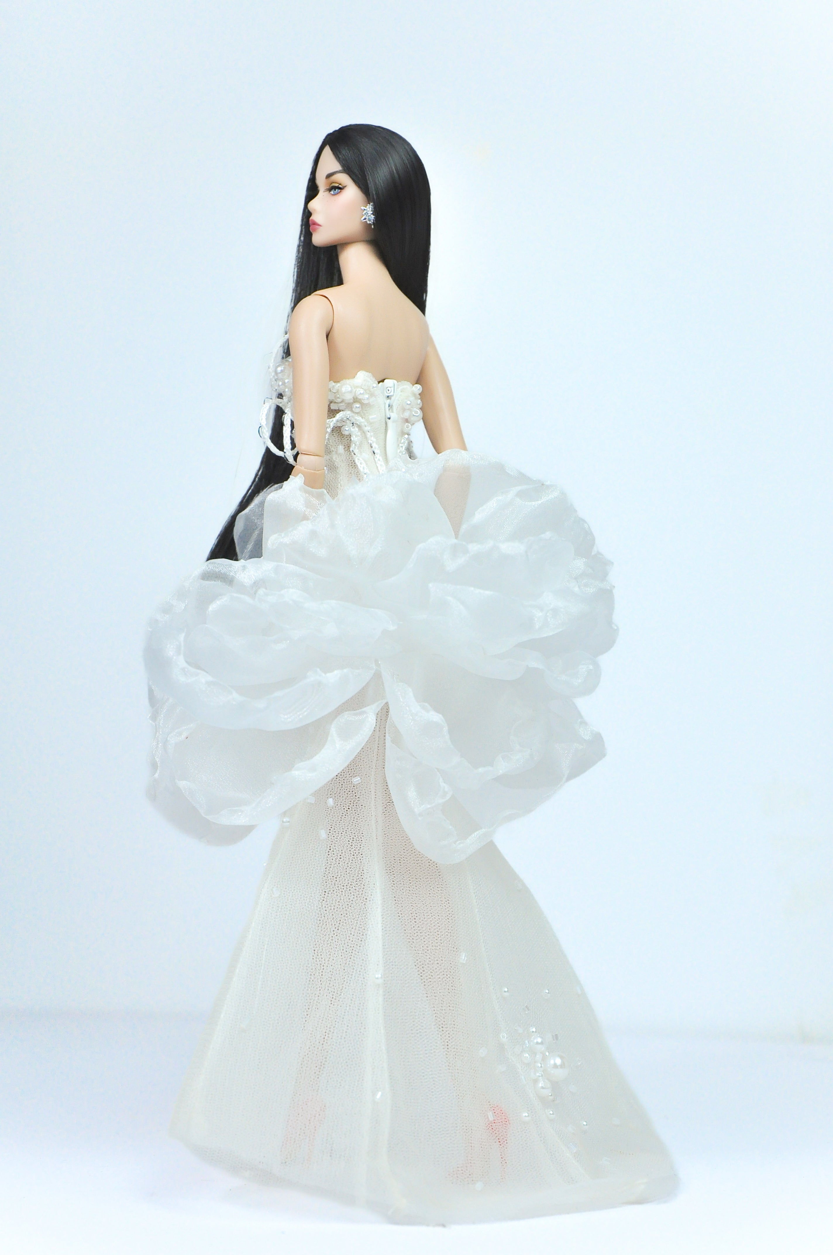 OOAK | Haute Desire Gown – White Pearl Couture Dress for Fashion Royalty 6.0 Dolls”