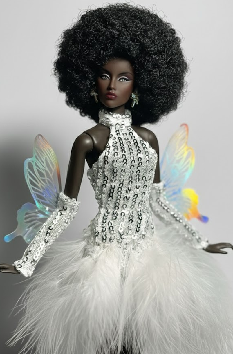 BASIC | Fairylight Sequin Feather Couture Gown for 12” Fashion Dolls Fashion Royalty doll clothes