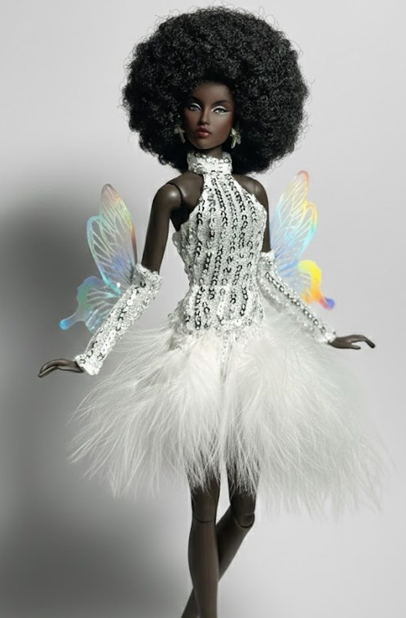 BASIC | Fairylight Sequin Feather Couture Gown for 12” Fashion Dolls Fashion Royalty doll clothes