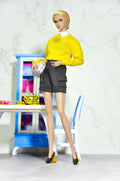 BASIC | Fashion Royalty 6.0 Doll Clothes – Yellow Collar Sweatshirt & Black Cargo Shorts Set | 1/6 Scale Integrity Toys Outfit